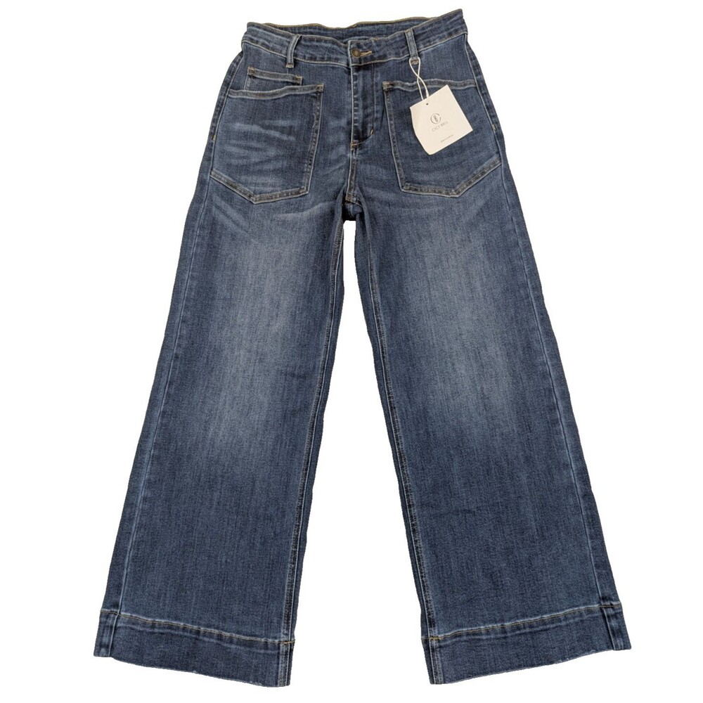 NWT Cicy Bell Womens High-Rise Wide Leg Capri Jeans 28x26 Sz 8 Relaxed Stretch